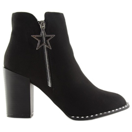 Botki na stabilnym obcasie czarne 8576-2 Black