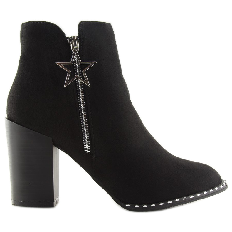 Botki na stabilnym obcasie czarne 8576-2 Black