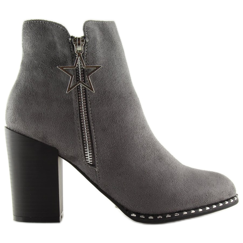 Botki na stabilnym obcasie szare 8576-2 Grey