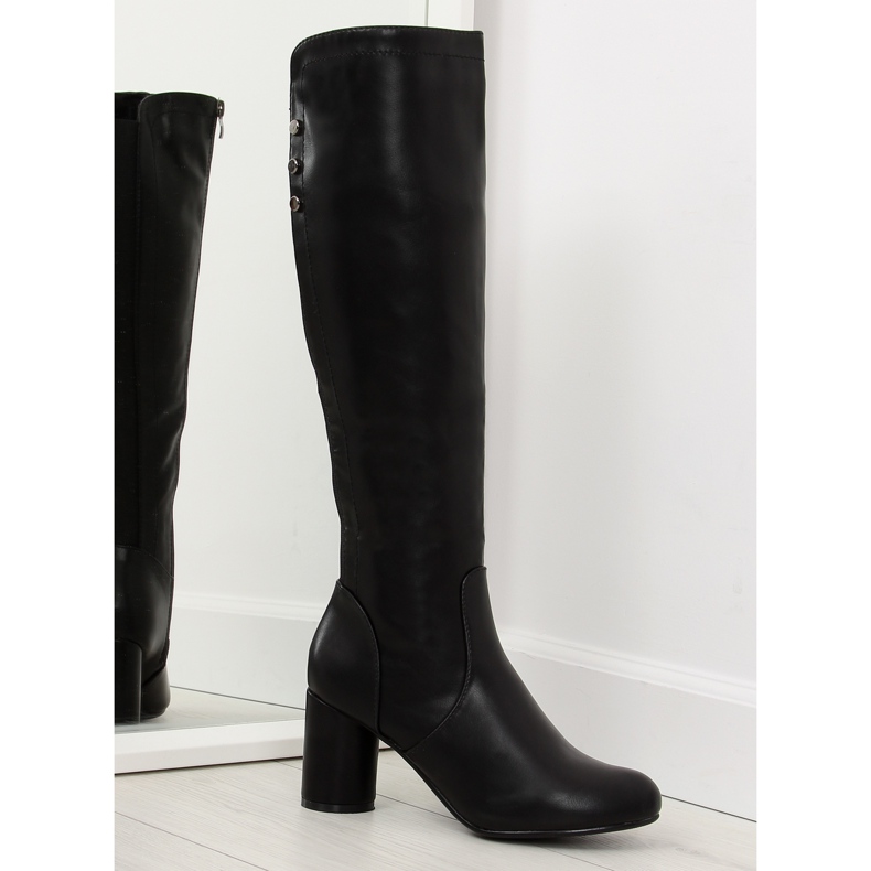 Kozaki na obcasie czarne A-11 black II-GAT