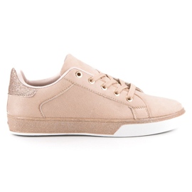 Anesia Paris Pudrowe Trampki Z Brokatem różowe