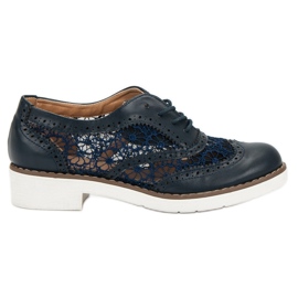 Fama Półbuty Z Koronką niebieskie