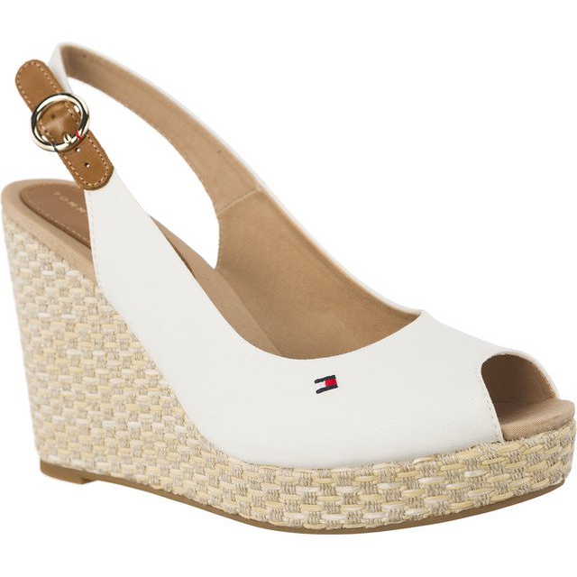 Tommy Hilfiger Iconic Elena Basic Sling Back 121 Whisper White białe brązowe