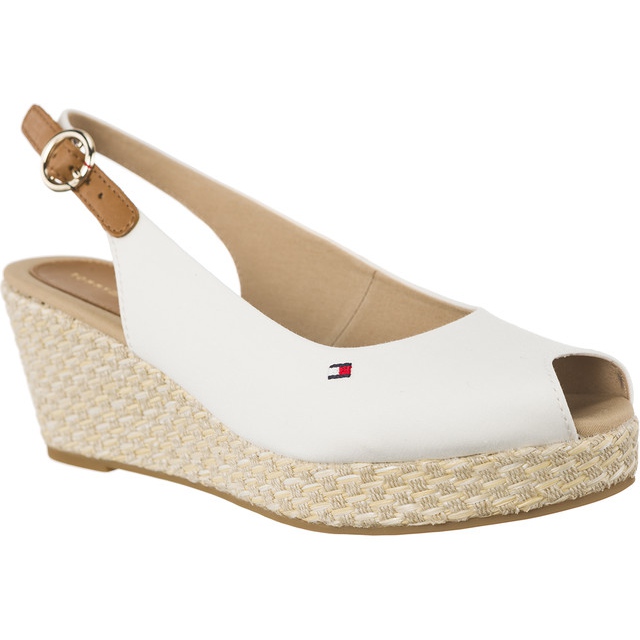 Tommy Hilfiger Iconic Elba Basic Sling Back 121 Whisper White białe brązowe