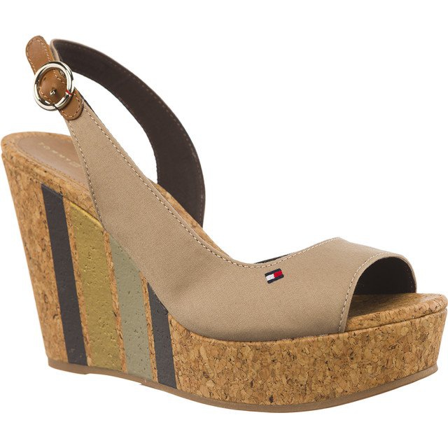 Tommy Hilfiger Wedge With Printed Stripes 068 Cobblestone brązowe
