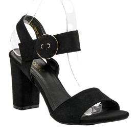 Czarne Sandały Na Słupku VINCEZA