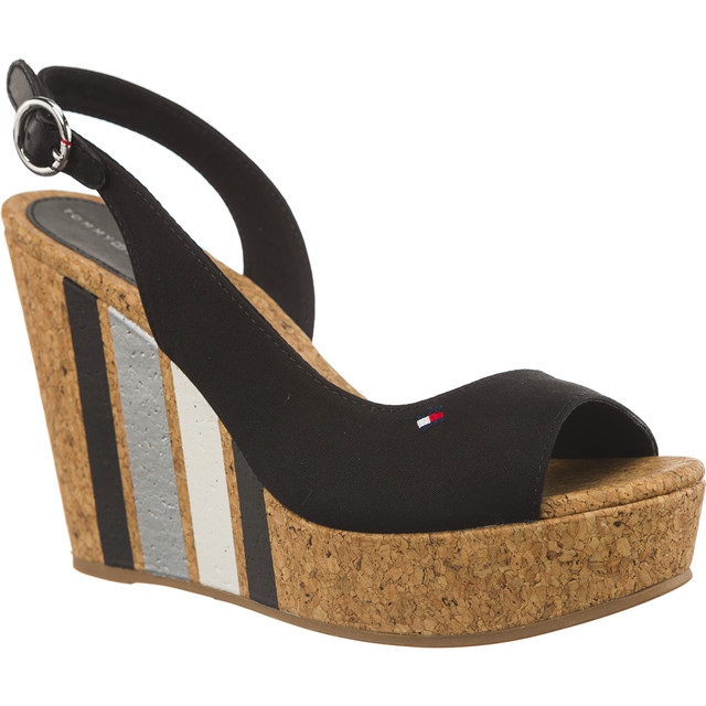 Tommy Hilfiger Wedge With Printed Stripes 990 Black czarne brązowe
