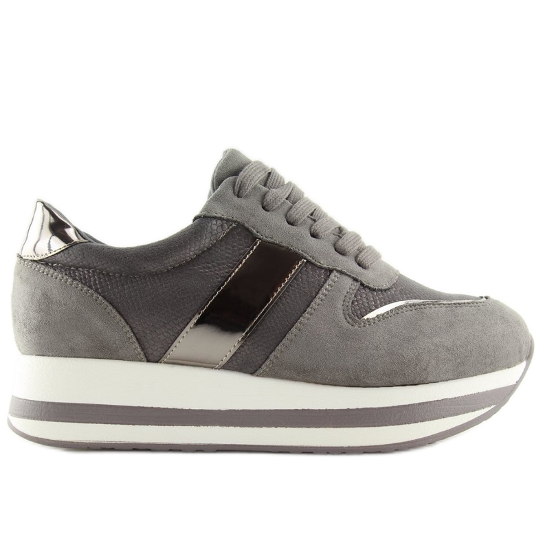 Buty na wysokiej podeszwie szare 99-11 Grey