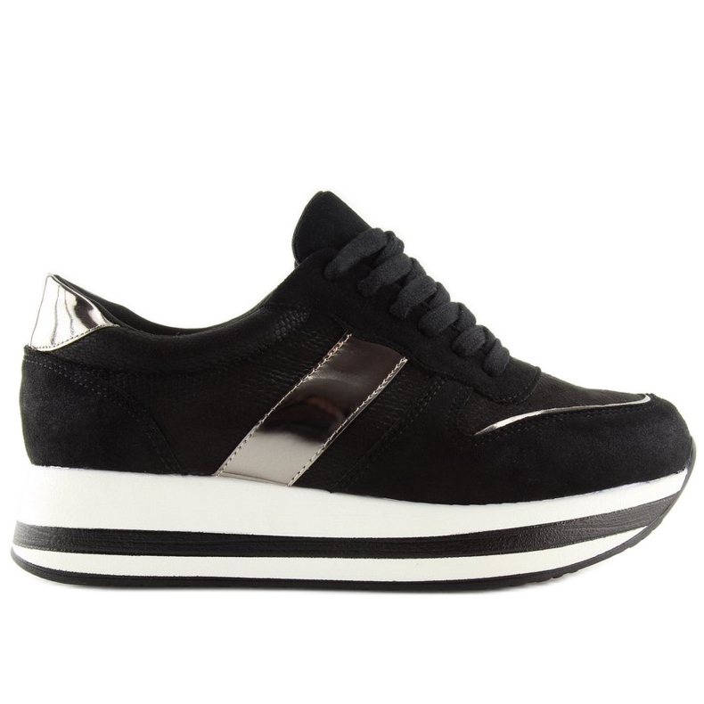 Buty na wysokiej podeszwie czarne 99-11 Black