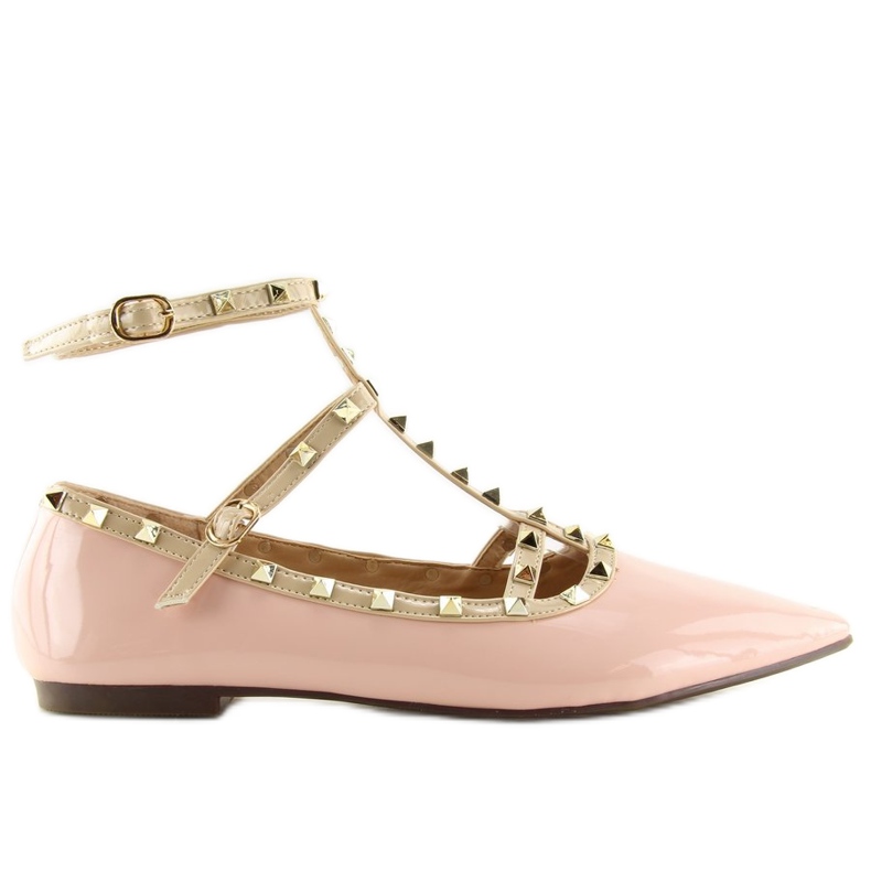 Baleriny z ćwiekami różowe 127-12 Pink