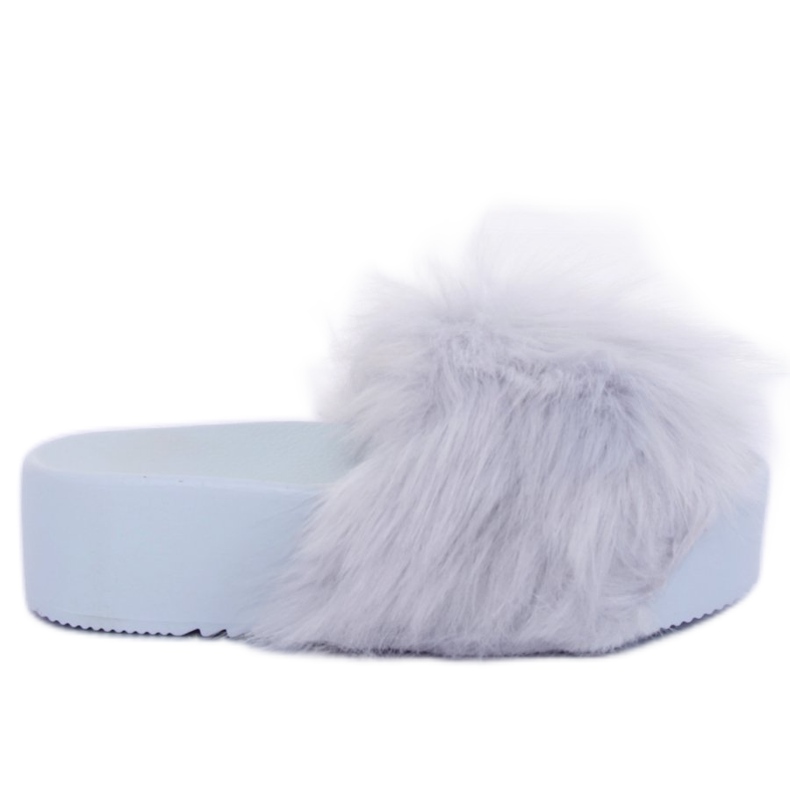 Klapki z futerkiem szare CK77P Grey