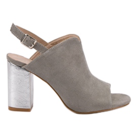 Zabudowane Sandały Na Słupku VINCEZA szare