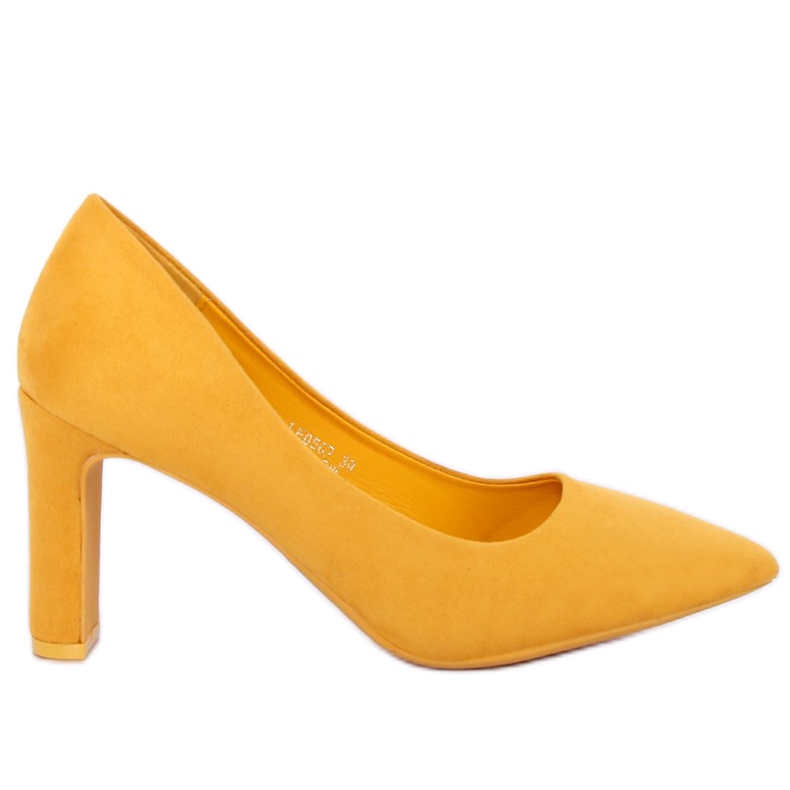 Czółenka na słupku żółte LE056P Yellow