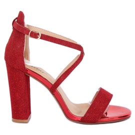 Sandałki na słupku czerwone NC791 Red
