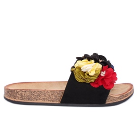 Klapki damskie czarne P-848 Black wielokolorowe