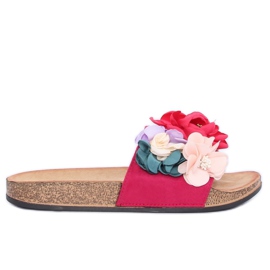 Klapki damskie różowe P-848 Fuchsia wielokolorowe