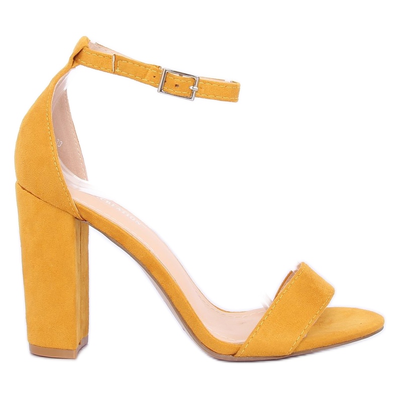 Sandałki na słupku żółte Y2385-27 Yellow