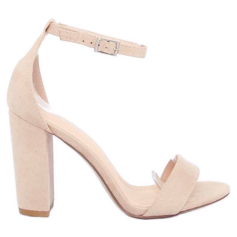 Sandałki na słupku beżowe Y2385-27 Beige beżowy