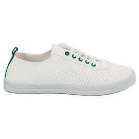 Kylie Ażurowe Wiązane Trampki białe