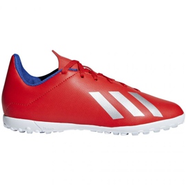 Buty piłkarskie adidas X 18.4 Tf Jr BB9417 czerwone pomarańcze i czerwienie
