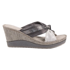 Klapki Na Koturnie VINCEZA szare