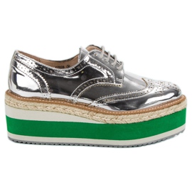 Corina Półbuty Na Koturnie Fashion szare