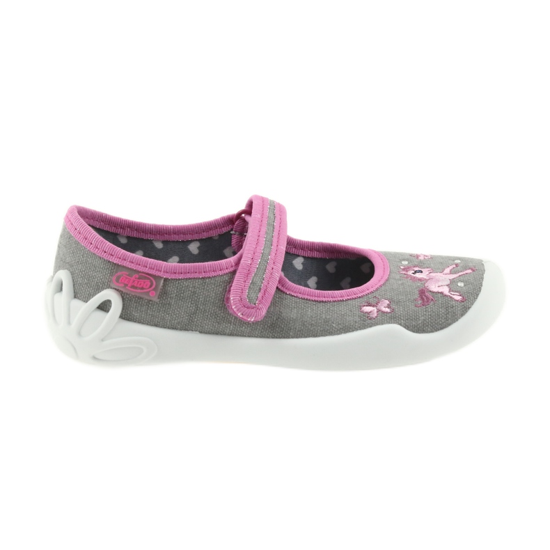 Befado kapcie buty dziecięce 114X325 wkładka Soft-B szare różowe