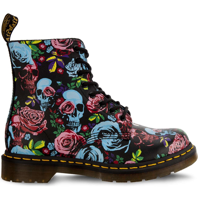 Dr. Martens 1460 Pascal Rose Multi Rose Fantasy Backhand Straw Grain czarne niebieskie wielokolorowe