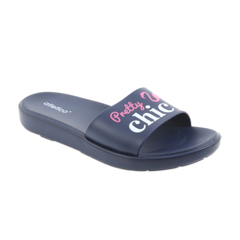 Klapki damskie Flamingi Atletico białe różowe granatowe