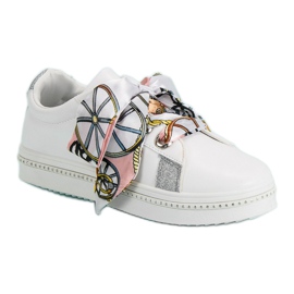 Buty Sportowe Wiązane Wstążką białe
