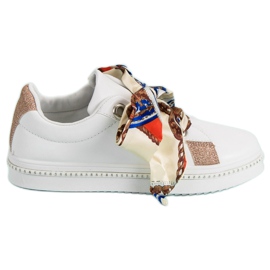 Buty Sportowe Wiązane Wstążką białe