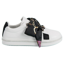 Buty Sportowe Wiązane Wstążką białe