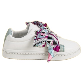 Buty Sportowe Wiązane Wstążką białe