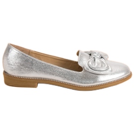 Forever Folie Srebrne Baleriny Z Kokardką szare