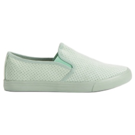 Zamszowe Trampki Slip On zielone