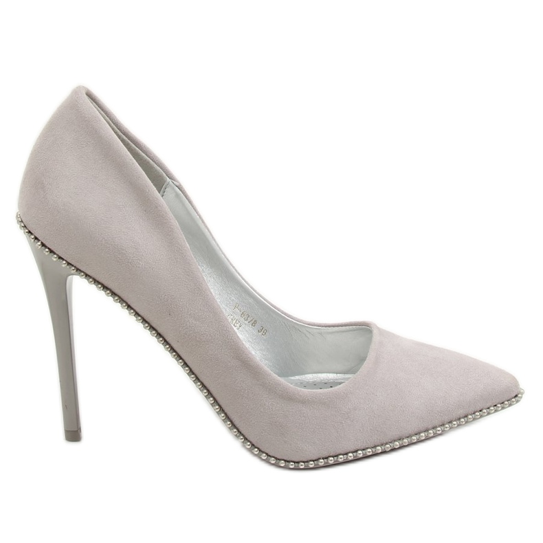 Czółenka na szpilce szare P-6378 Grey