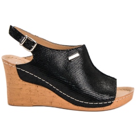 Filippo Lekkie Sandały Na Koturnie czarne