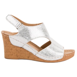 Filippo Srebrne Sandały Na Koturnie szare