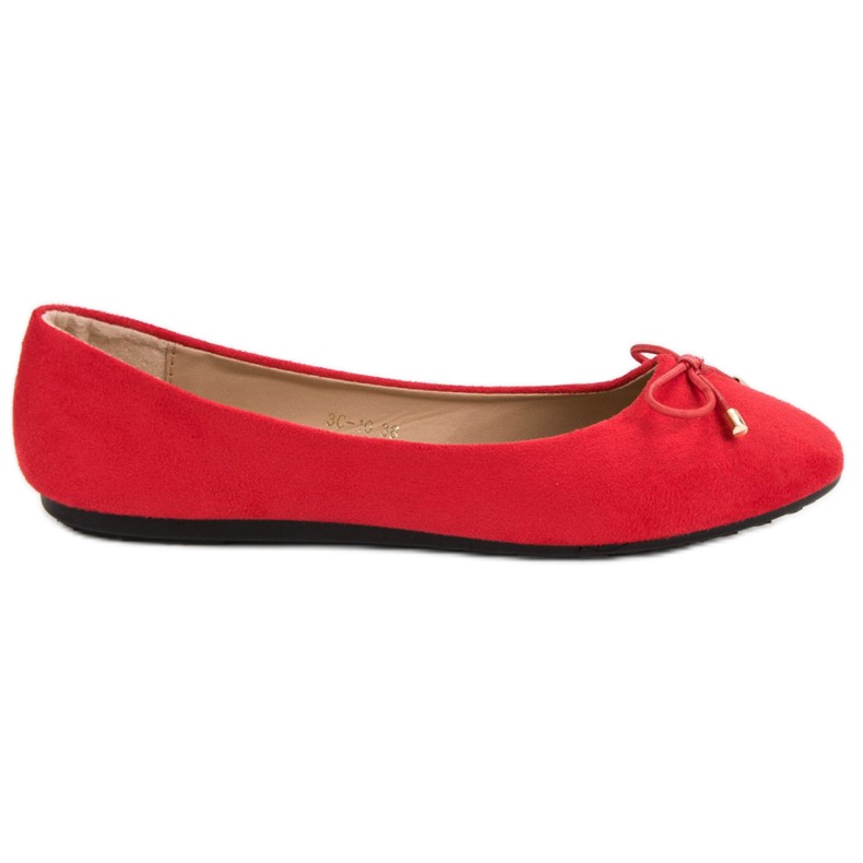 Zamszowe Baleriny Z Kokardką czerwone