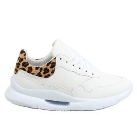 Buty sportowe wypukła podeszwa białe R-377 WHITE/HAIRLEOPARD