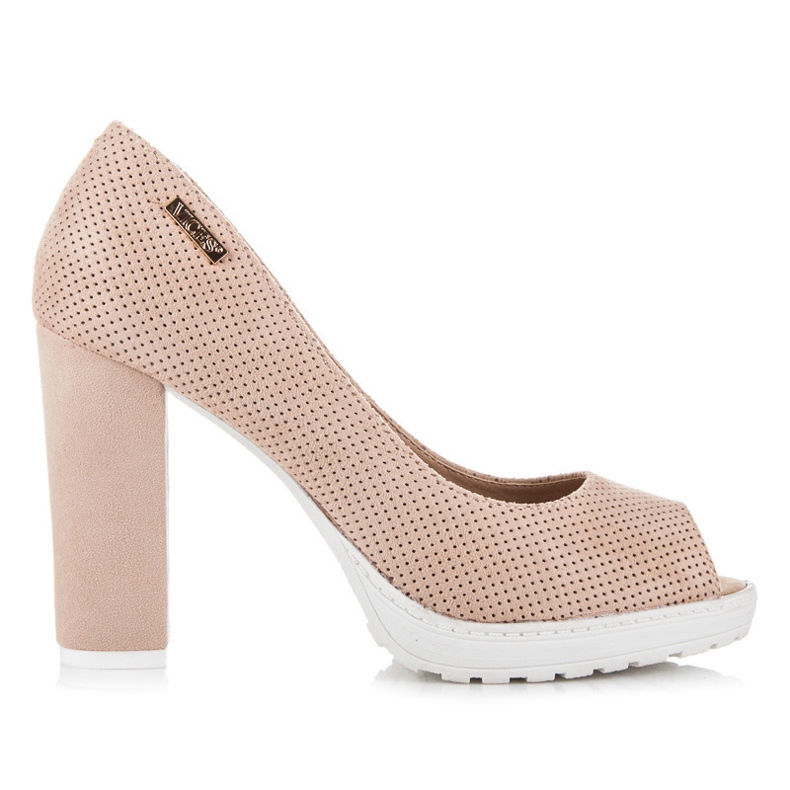 Vices Zamszowe Czółenka Open Toe brązowe