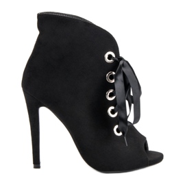 Bestelle Wiązane Botki Open Toe czarne