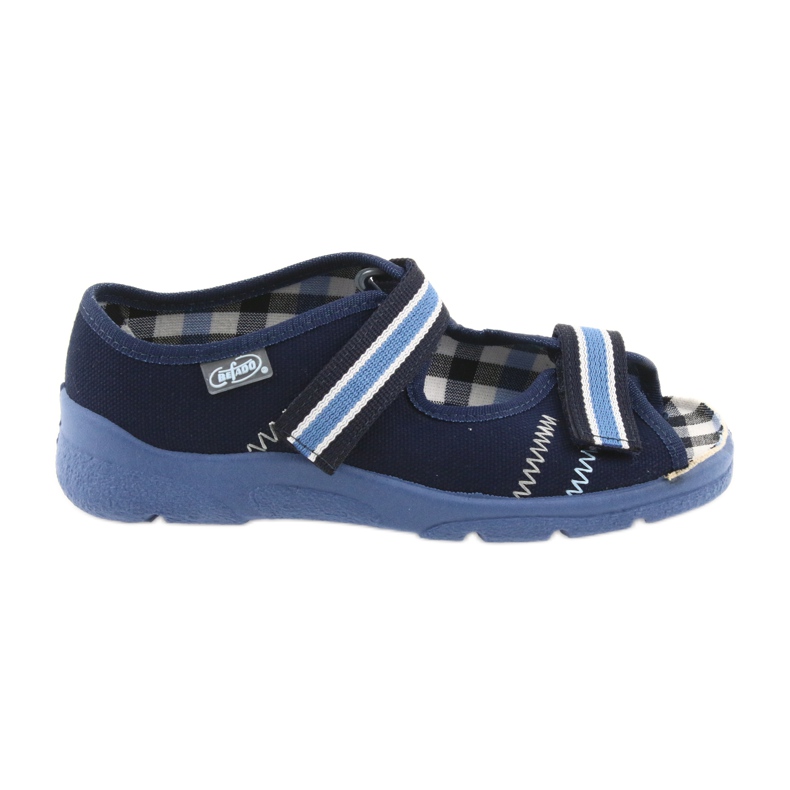 Sandałki buty dziecięce na rzepy Befado 969x101 granatowe białe niebieskie