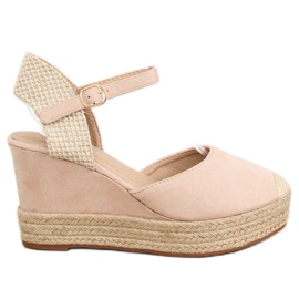 Espadryle na koturnie beżowo-różowe T331P Beige beżowy