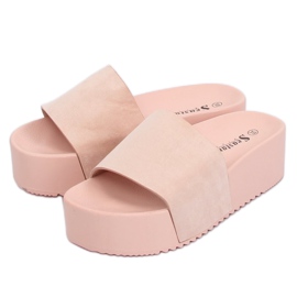 Klapki na wysokiej podeszwie różowe CK76P Pink