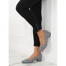 Czółenka w kratkę czarne CC207P Black szare