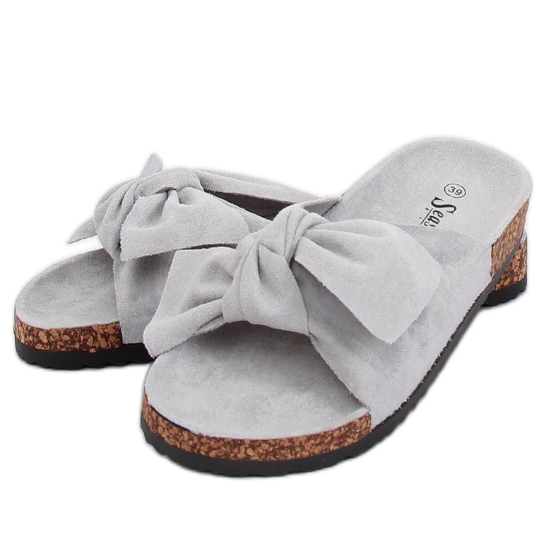 Klapki zamszowe szare CK02P Grey