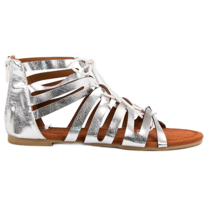 Evento Srebrne Wiązane Sandały szare