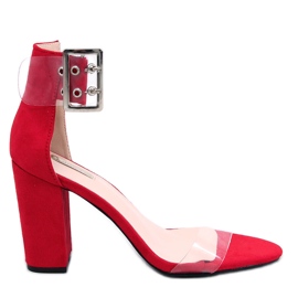 Sandałki z przezroczystymi paskami czerwone B4-0218H Red