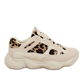 Buty sportowe beżowe M-020 Leopard beżowy